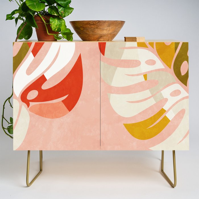 shapes leave minimal abstract art Credenza Gallery Image 1