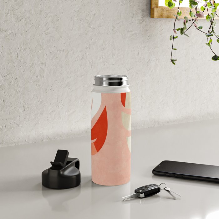 shapes leave minimal abstract art Water Bottle Gallery Image 4