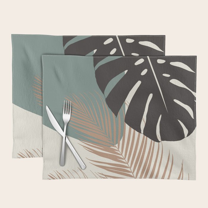 Minimal Monstera Palm Finesse #1 #tropical #decor #art #society6 Placemat Gallery Image 1