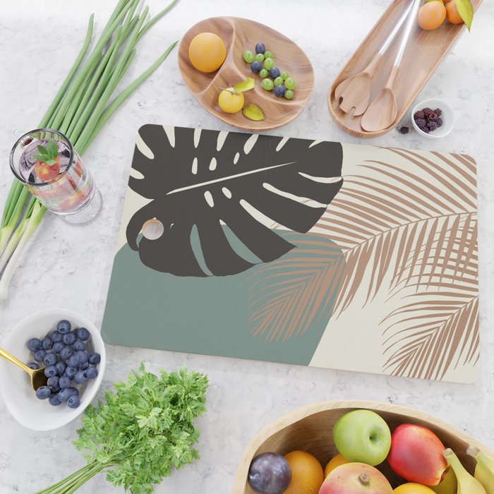 Minimal Monstera Palm Finesse #1 #tropical #decor #art #society6 Cutting Board Gallery Image 2