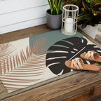 Minimal Monstera Palm Finesse #1 #tropical #decor #art #society6 Outdoor Rug Gallery Image 2