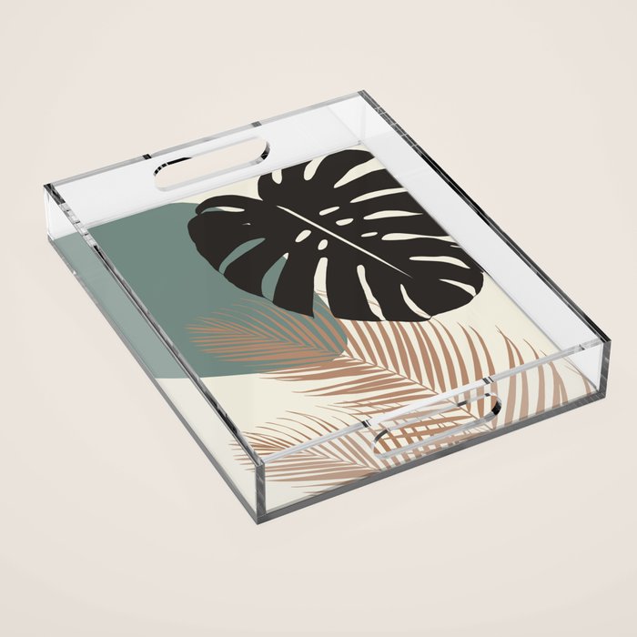 Minimal Monstera Palm Finesse #1 #tropical #decor #art #society6 Acrylic Tray Gallery Image 1