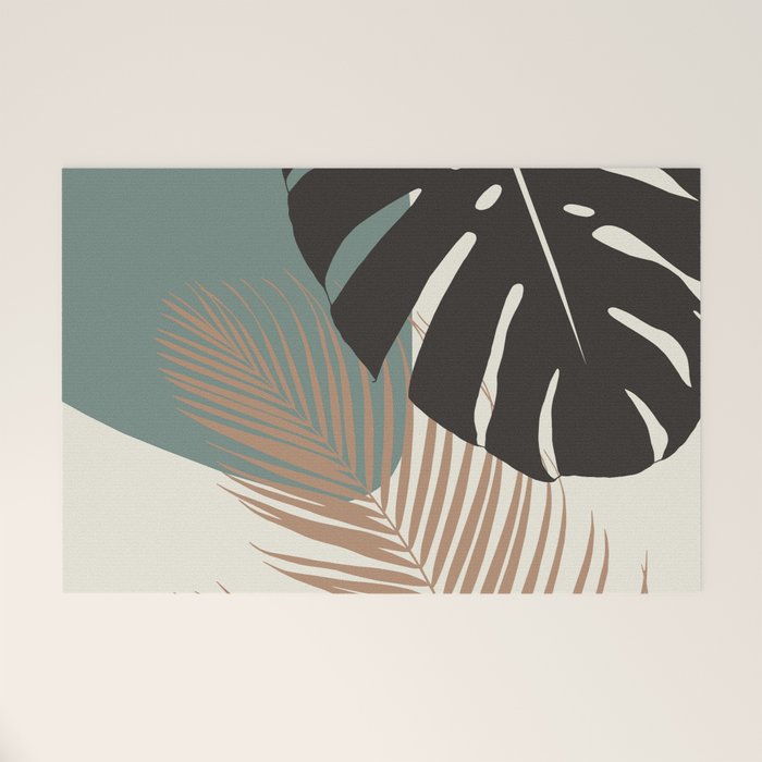 Minimal Monstera Palm Finesse #1 #tropical #decor #art #society6 Welcome Mat Gallery Image 1