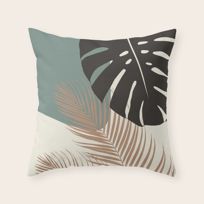 Minimal Monstera Palm Finesse #1 #tropical #decor #art #society6 Throw Pillow Gallery Image 6