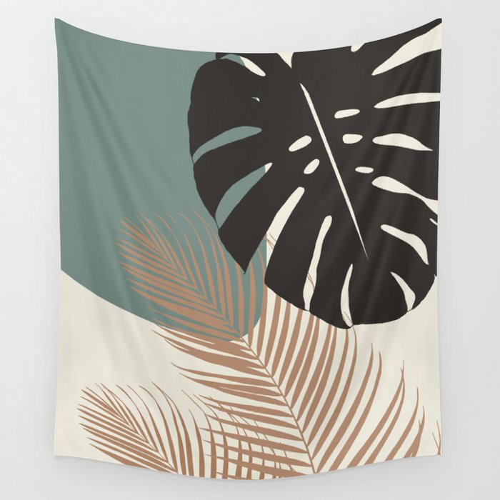 Minimal Monstera Palm Finesse #1 #tropical #decor #art #society6 Wall Tapestry Gallery Image 1