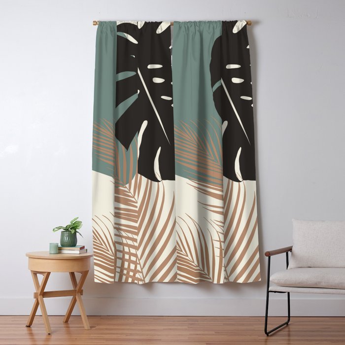 Minimal Monstera Palm Finesse #1 #tropical #decor #art #society6 Window Curtain Gallery Image 1