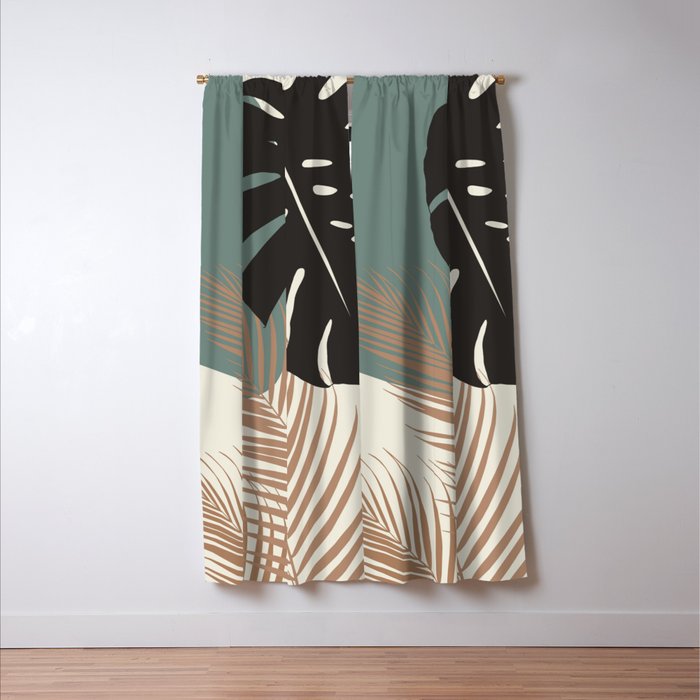 Minimal Monstera Palm Finesse #1 #tropical #decor #art #society6 Window Curtain Gallery Image 3