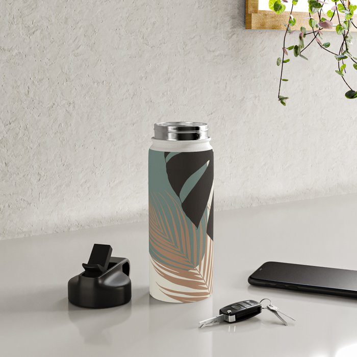 Minimal Monstera Palm Finesse #1 #tropical #decor #art #society6 Water Bottle Gallery Image 4