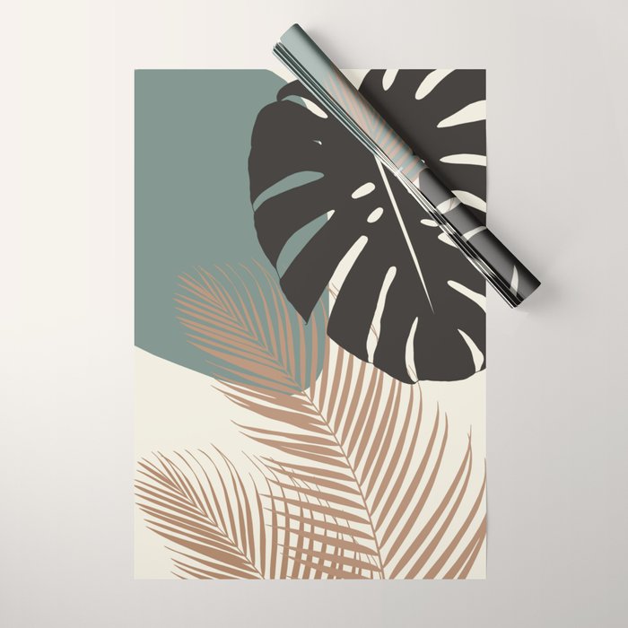 Minimal Monstera Palm Finesse #1 #tropical #decor #art #society6 Wrapping Paper Gallery Image 1