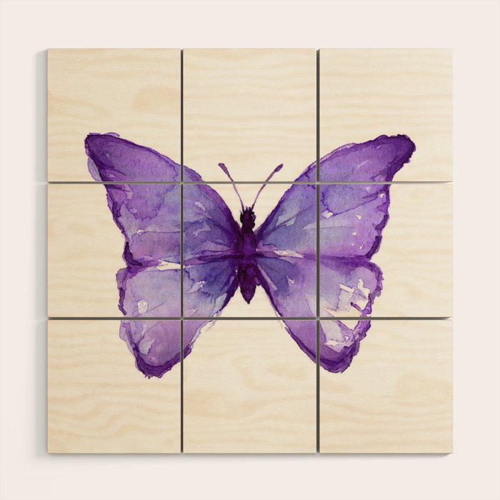 Purple Butterfly Wood Wall Art Gallery Image 1