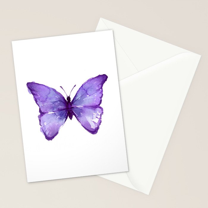 Purple Butterfly Stationery Card Gallery Image 2