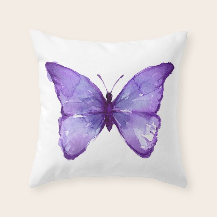 Purple Butterfly Throw Pillow Gallery Image 6