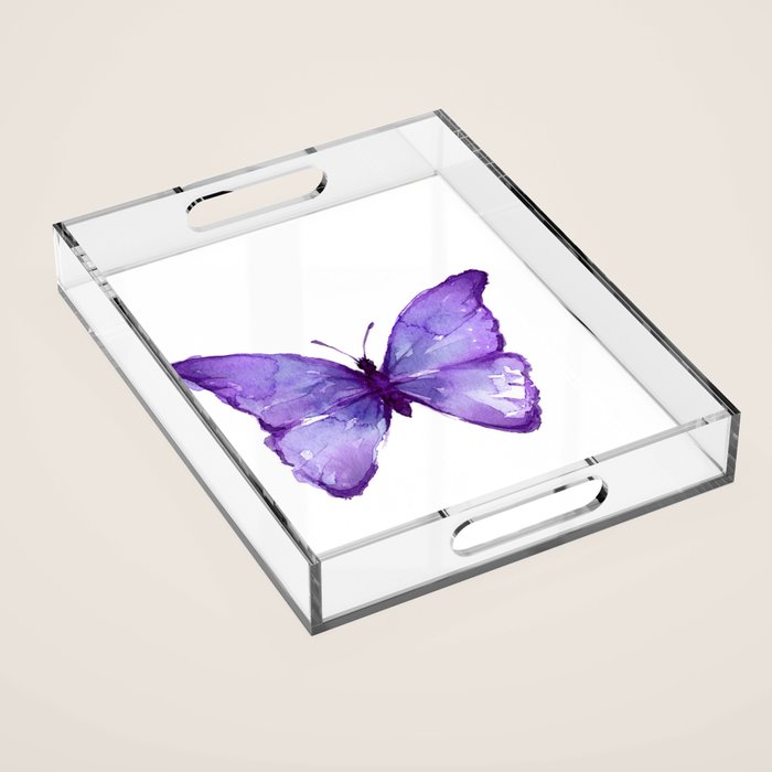 Purple Butterfly Acrylic Tray Gallery Image 1