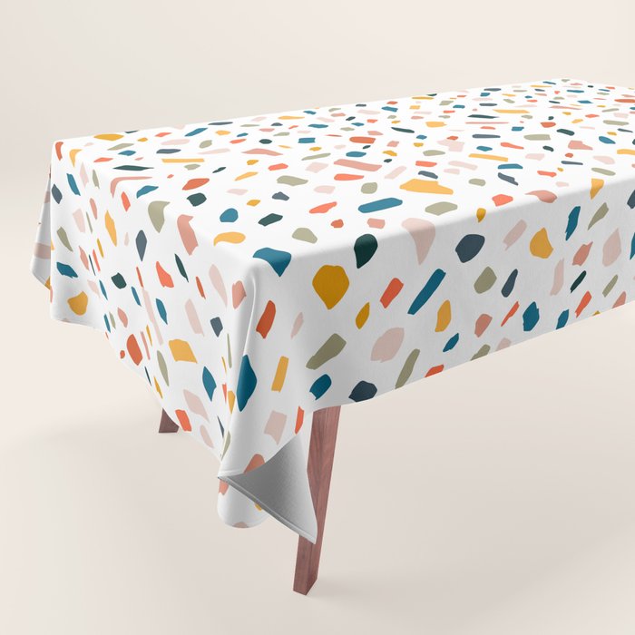 Terrazzo, Abstract Quirky Shapes Bohemian Modern Pattern Confetti Celebration Random Colorful Shapes Tablecloth Gallery Image 1