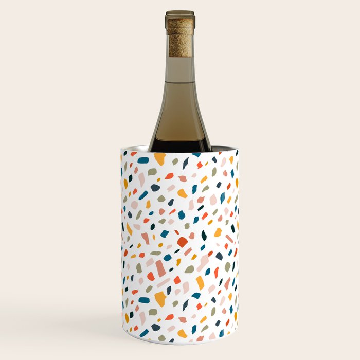 Terrazzo, Abstract Quirky Shapes Bohemian Modern Pattern Confetti Celebration Random Colorful Shapes Wine Chiller Gallery Image 3