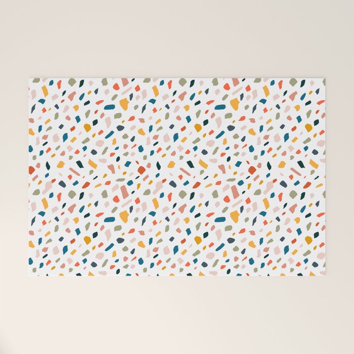 Terrazzo, Abstract Quirky Shapes Bohemian Modern Pattern Confetti Celebration Random Colorful Shapes Welcome Mat Gallery Image 1