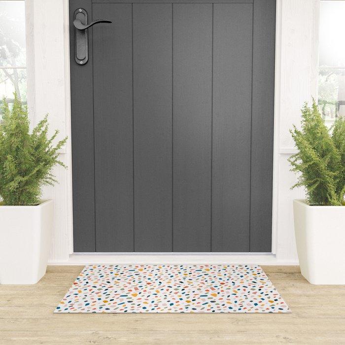Terrazzo, Abstract Quirky Shapes Bohemian Modern Pattern Confetti Celebration Random Colorful Shapes Welcome Mat Gallery Image 3
