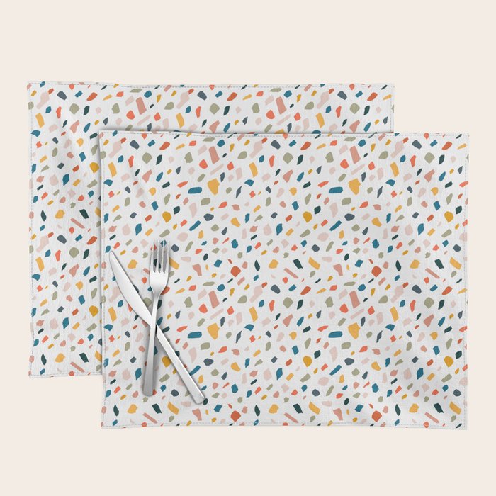 Terrazzo, Abstract Quirky Shapes Bohemian Modern Pattern Confetti Celebration Random Colorful Shapes Placemat Gallery Image 1