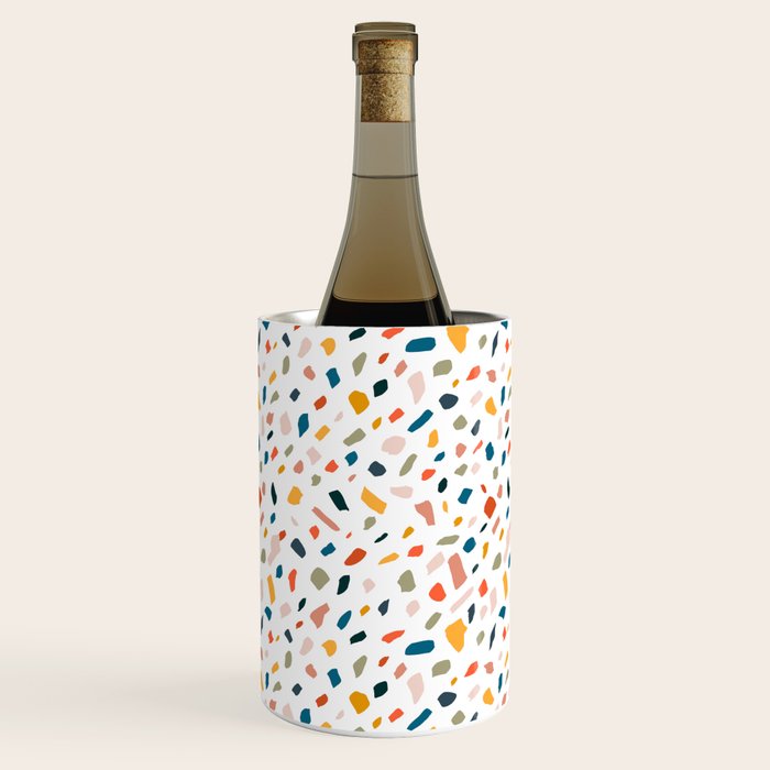 Terrazzo, Abstract Quirky Shapes Bohemian Modern Pattern Confetti Celebration Random Colorful Shapes Wine Chiller Gallery Image 2