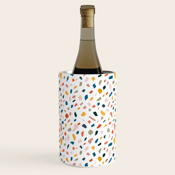 Terrazzo, Abstract Quirky Shapes Bohemian Modern Pattern Confetti Celebration Random Colorful Shapes Wine Chiller Gallery Image 1