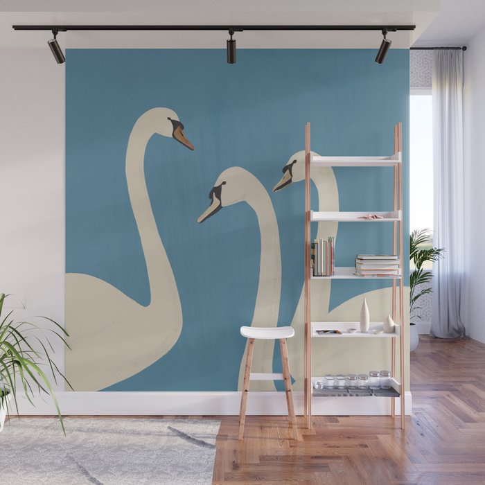 White Swans 3 Wall Mural Gallery Image 1