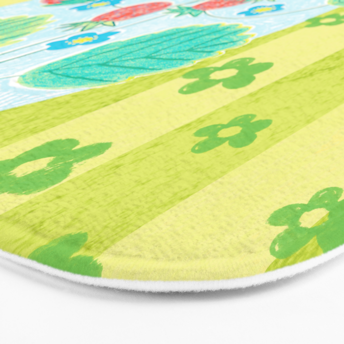 Sweet Strawberry Plant Friends in Lime & Pink Bath Mat Gallery Image 3