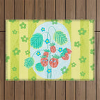 Sweet Strawberry Plant Friends in Lime & Pink Outdoor Rug Gallery Image 1