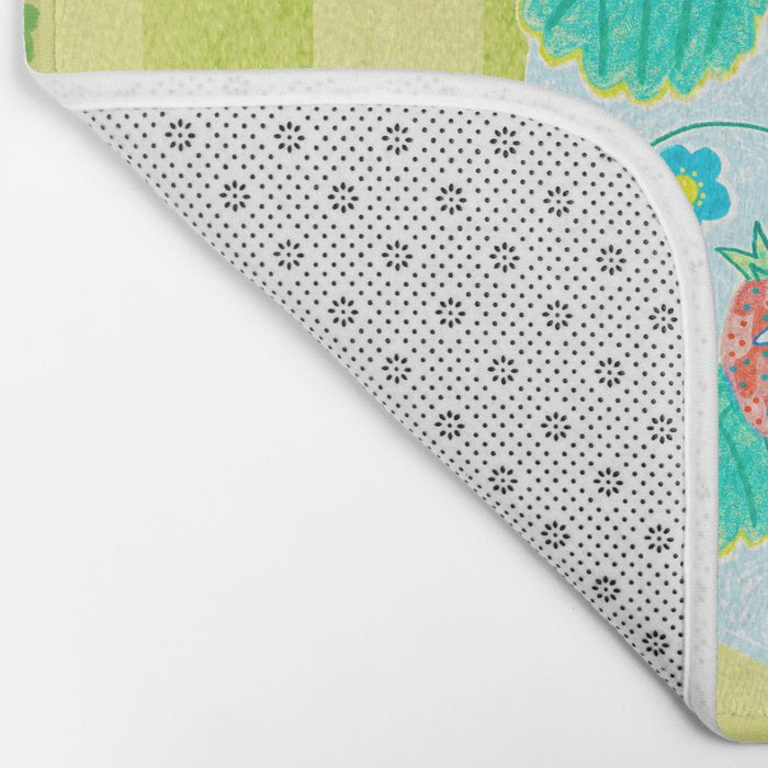 Sweet Strawberry Plant Friends in Lime & Pink Bath Mat Gallery Image 2
