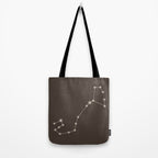 Scorpio Zodiac Star Constellation Line Art Coffee Brown Tote Bag Gallery Image 2