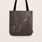 Scorpio Zodiac Star Constellation Line Art Coffee Brown Tote Bag Gallery Image 1