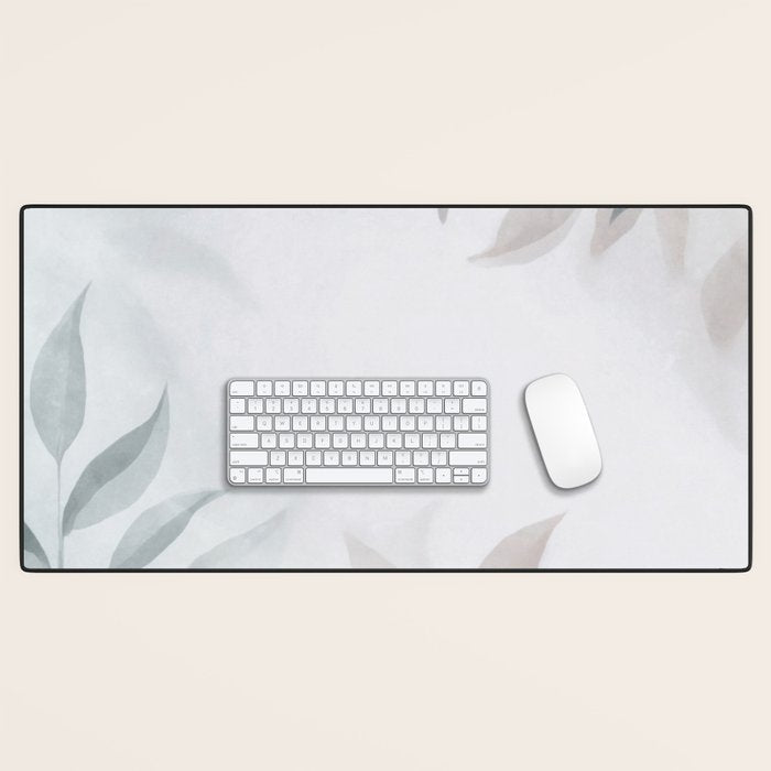 Calm Foliage Pastel Watercolor Minimalist Botanical Art Desk Mat Gallery Image 1