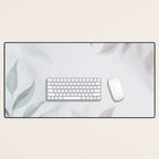 Calm Foliage Pastel Watercolor Minimalist Botanical Art Desk Mat Gallery Image 1