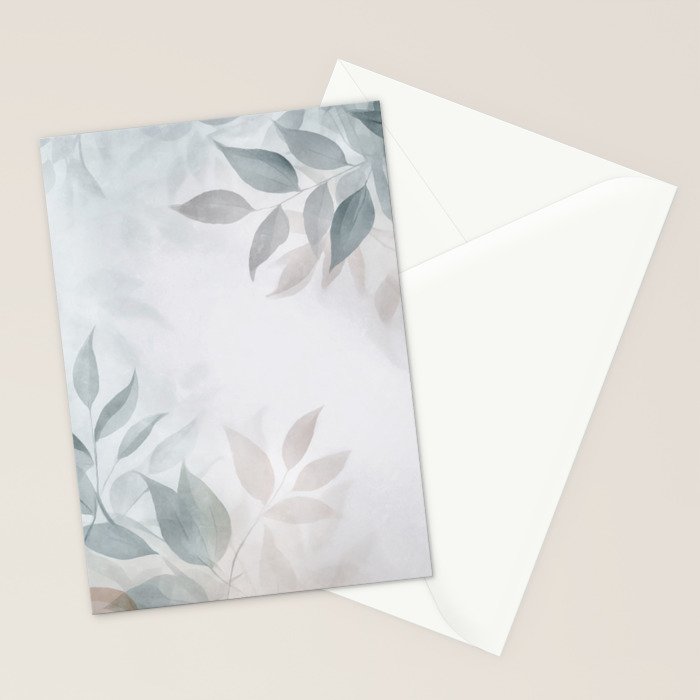 Calm Foliage Pastel Watercolor Minimalist Botanical Art Stationery Card Gallery Image 2