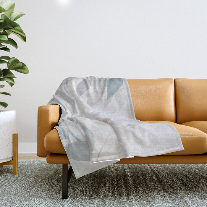 Calm Foliage Pastel Watercolor Minimalist Botanical Art Throw Blanket Gallery Image 1