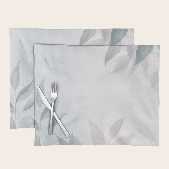 Calm Foliage Pastel Watercolor Minimalist Botanical Art Placemat Gallery Image 1