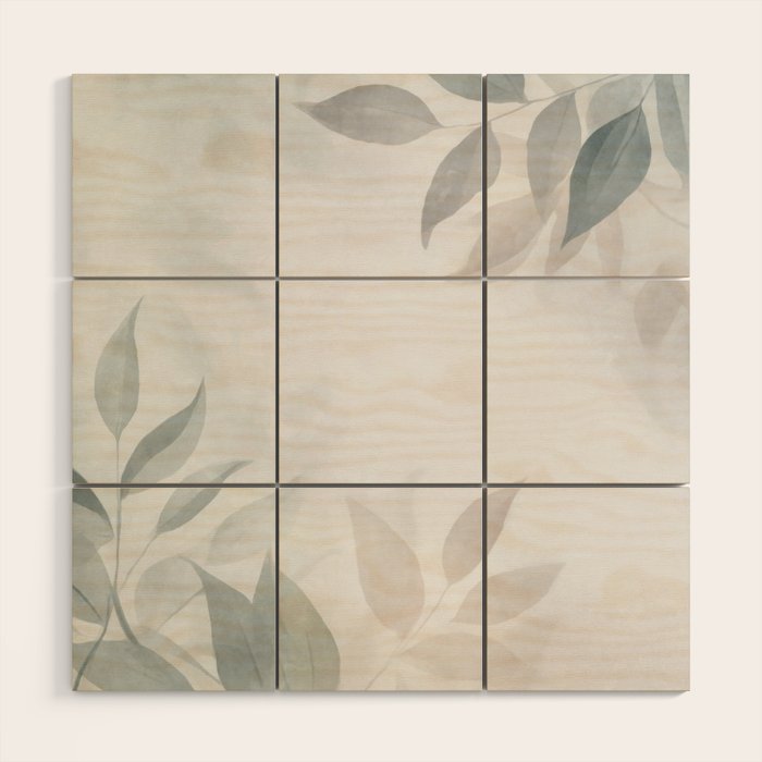 Calm Foliage Pastel Watercolor Minimalist Botanical Art Wood Wall Art Gallery Image 1