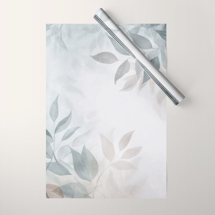 Calm Foliage Pastel Watercolor Minimalist Botanical Art Wrapping Paper Gallery Image 1