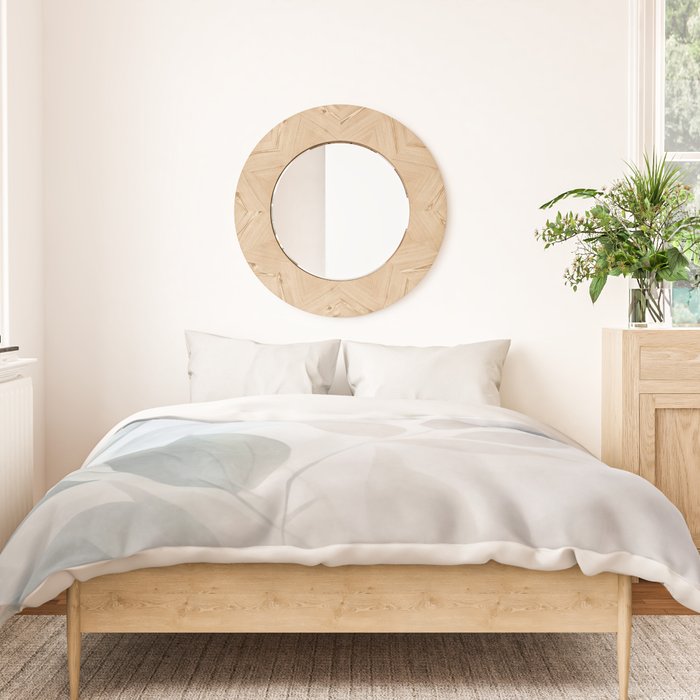 Calm Foliage Pastel Watercolor Minimalist Botanical Art Duvet Cover Gallery Image 3