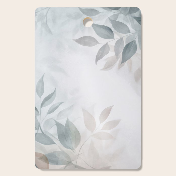 Calm Foliage Pastel Watercolor Minimalist Botanical Art Cutting Board Gallery Image 1