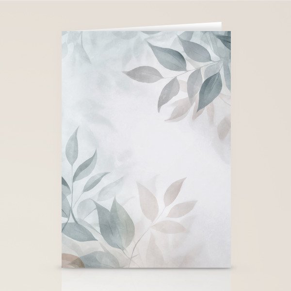 Calm Foliage Pastel Watercolor Minimalist Botanical Art Stationery Card Gallery Image 2