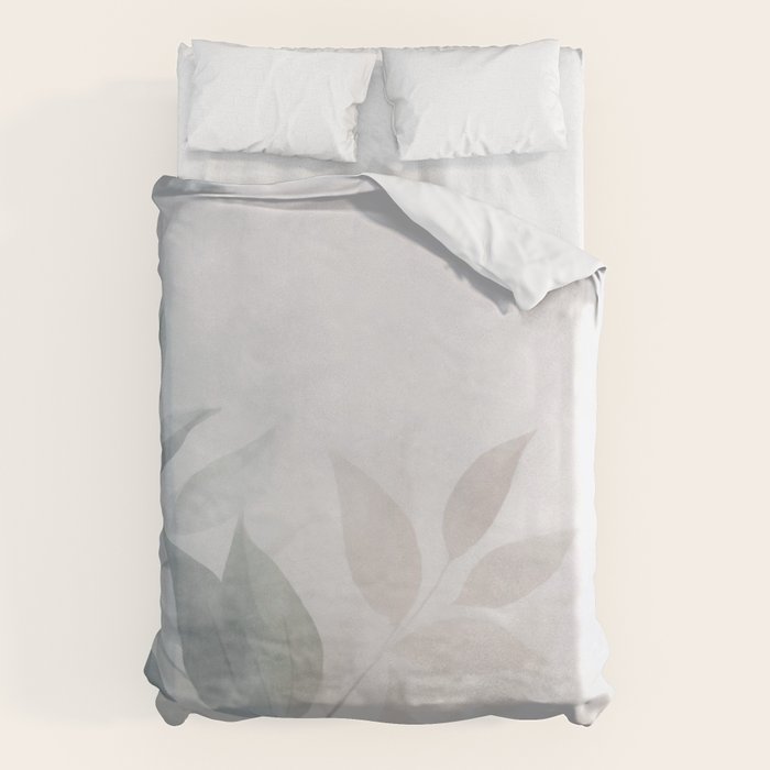 Calm Foliage Pastel Watercolor Minimalist Botanical Art Duvet Cover Gallery Image 1