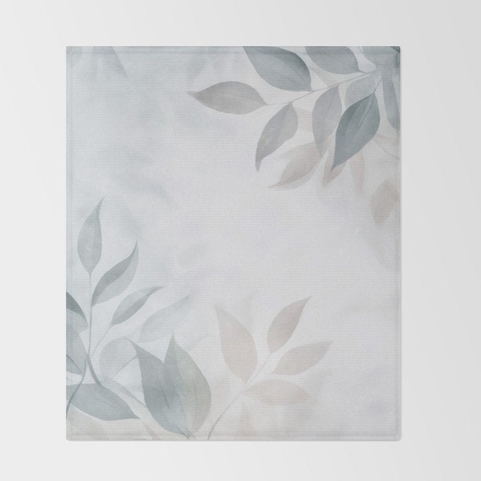 Calm Foliage Pastel Watercolor Minimalist Botanical Art Throw Blanket Gallery Image 2