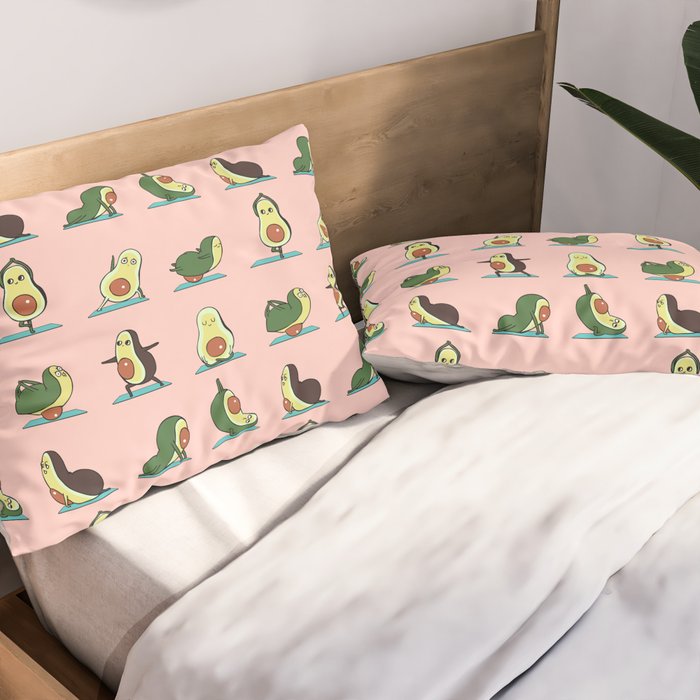 Avocado Yoga in Pink Pillow Sham Gallery Image 2