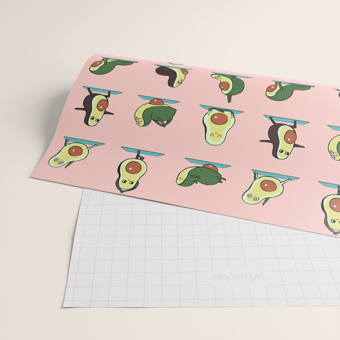Avocado Yoga in Pink Wrapping Paper Gallery Image 2