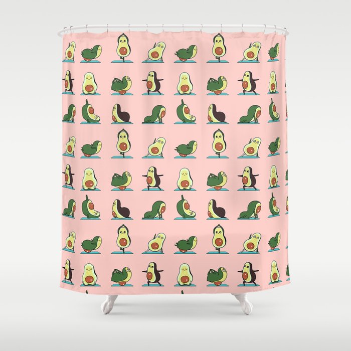 Avocado Yoga in Pink Shower Curtain Gallery Image 1