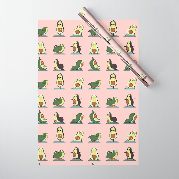 Avocado Yoga in Pink Wrapping Paper Gallery Image 1
