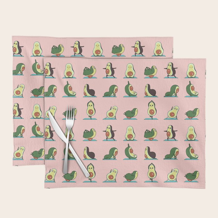 Avocado Yoga in Pink Placemat Gallery Image 1