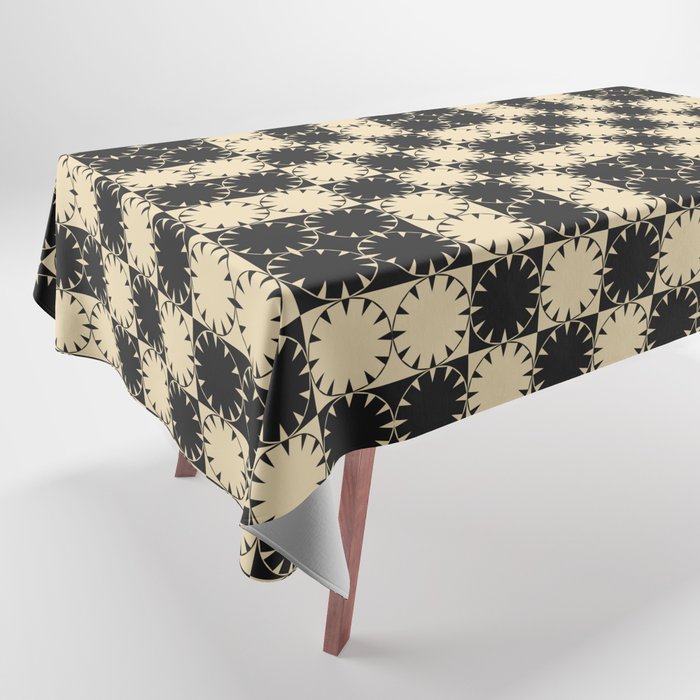 Black and Beige Retro Tablecloth Gallery Image 1