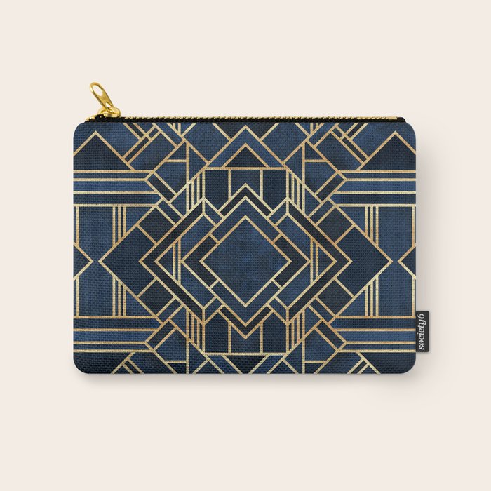 Art Deco Fancy Blue Carry All Pouch Gallery Image 1