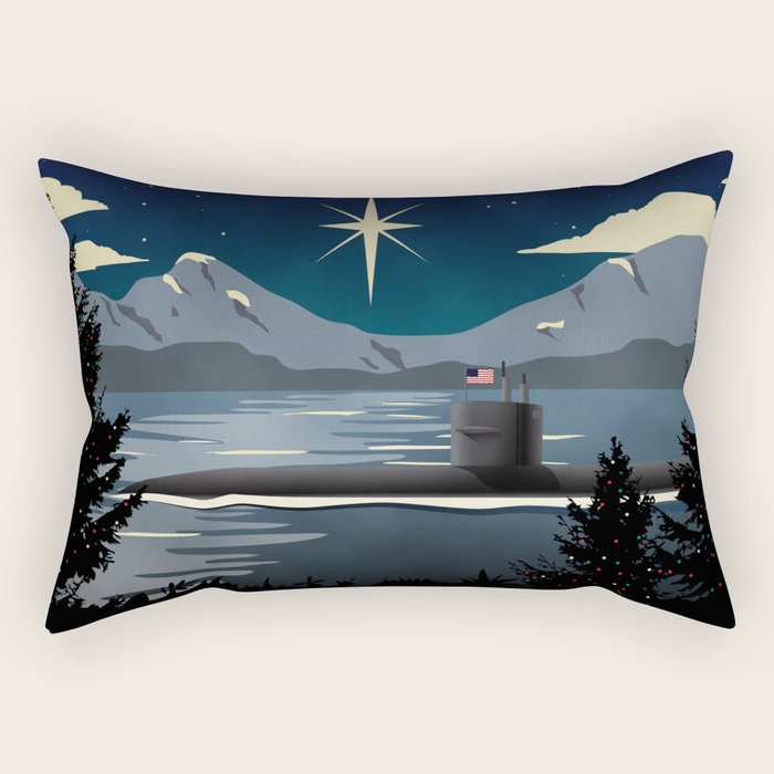 Silent Night - Submarine Holiday Rectangular Pillow Gallery Image 2